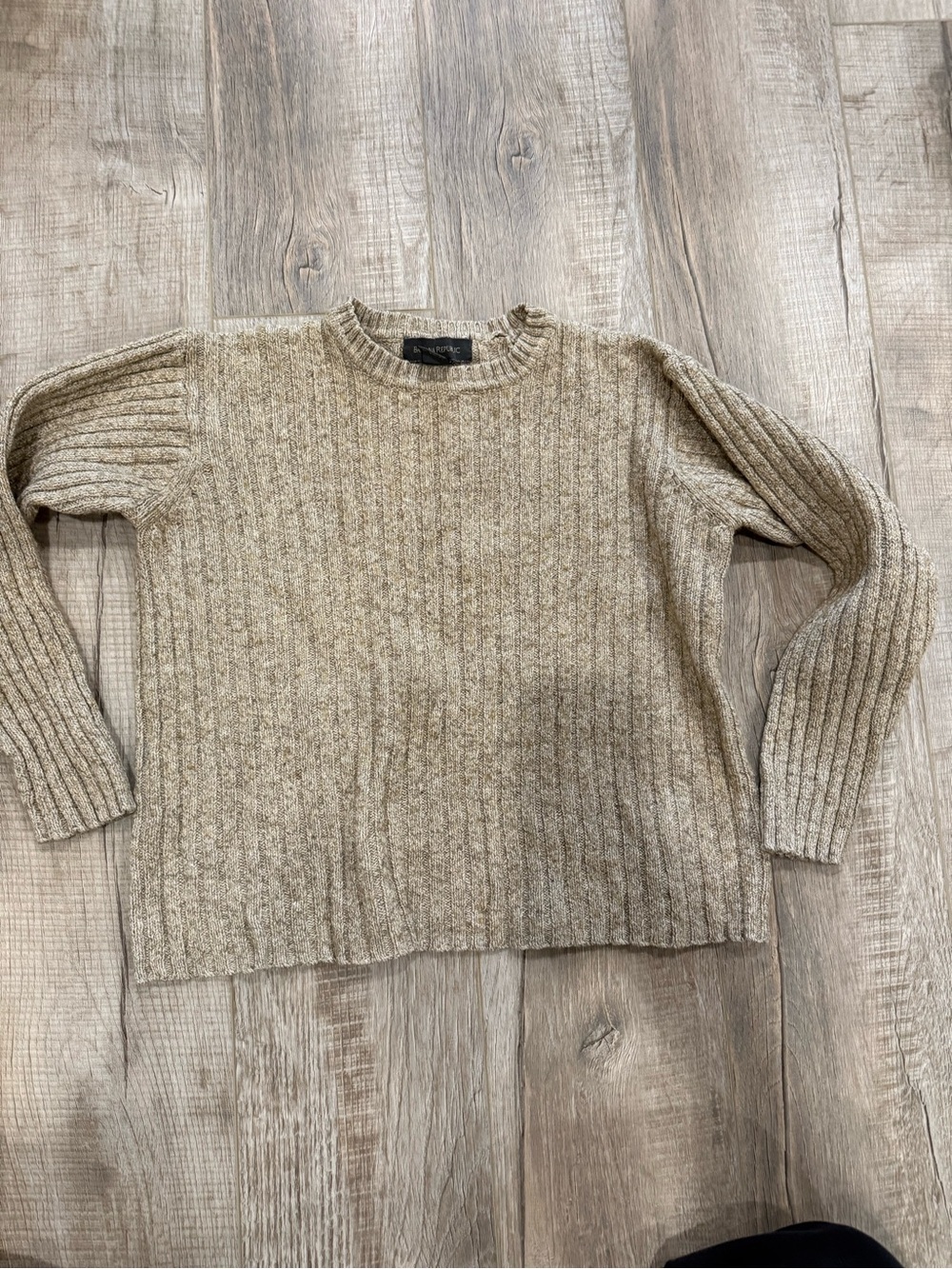 Banana Republic Beige Ribbed Crewneck Sweater